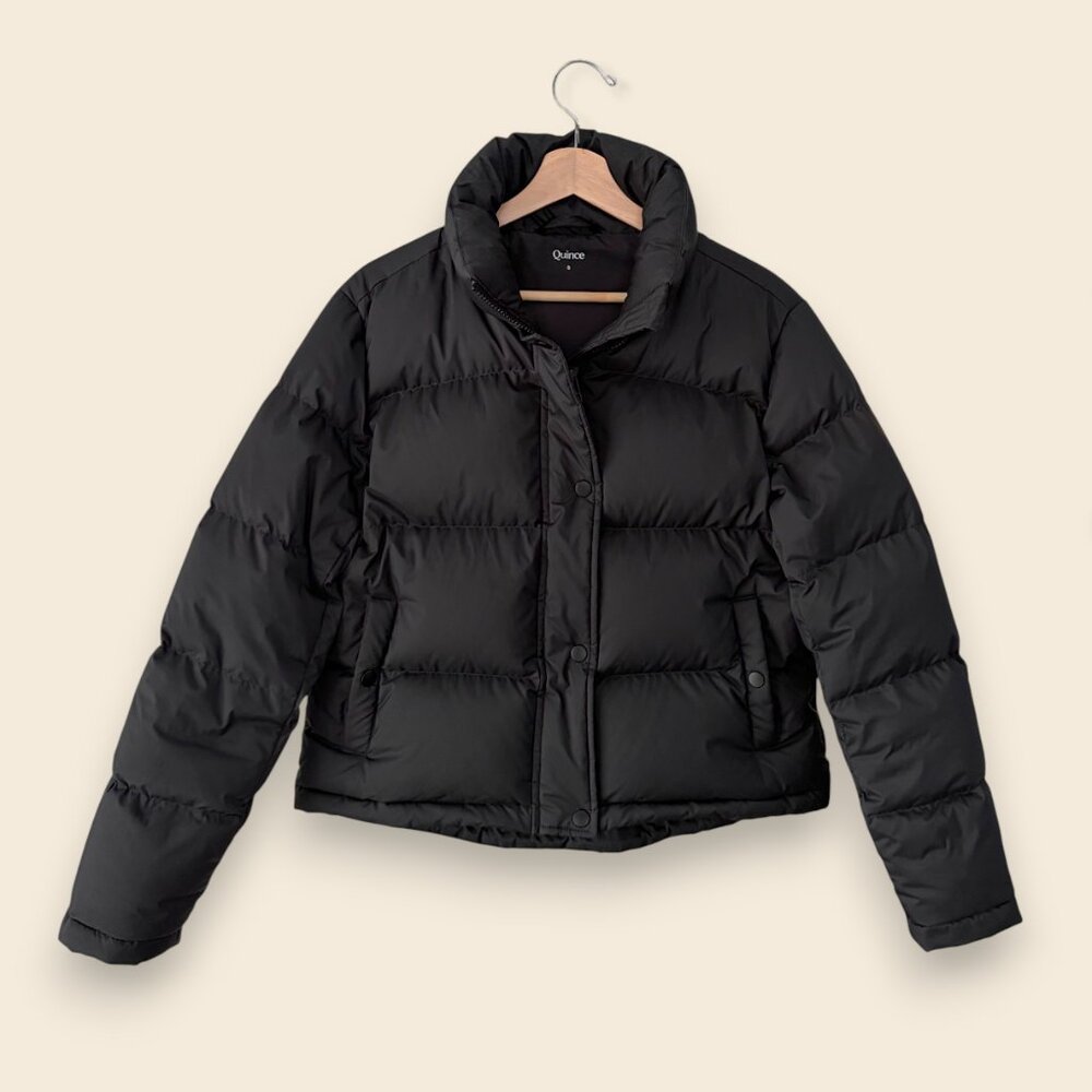 Quince, Responsible Down Cropped Puffer Jacket, Black, Size Small